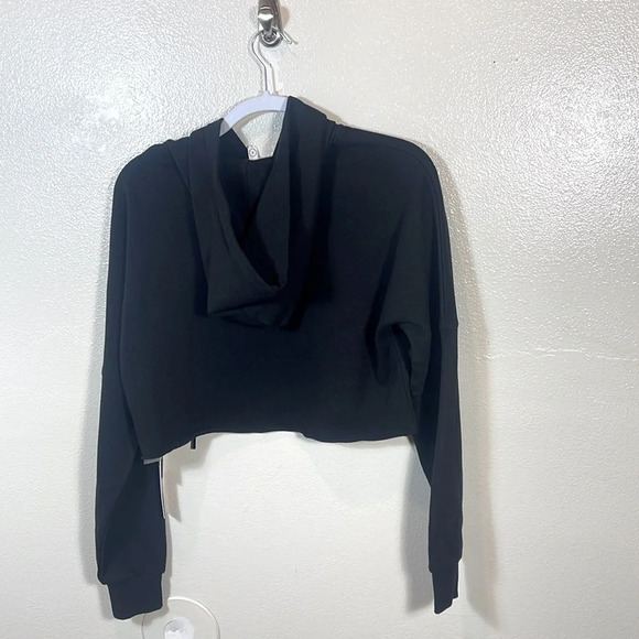 GOOD AMERICAN Ruched Crop Black Hoodie size 2/ medium - Picture 7 of 11